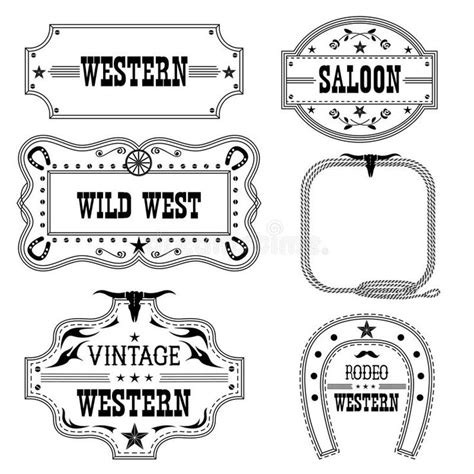 Western Vintage Labels Isolated On White For Design Vector Antique