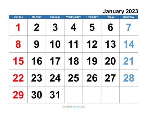 Free Monthly Calendar Printable 2023
