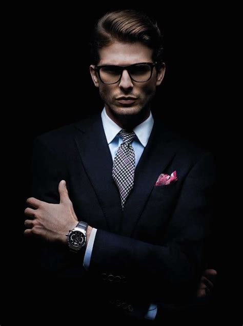 Suit Squared Glasses Handkerchief Sharp Dressed Man Well Dressed