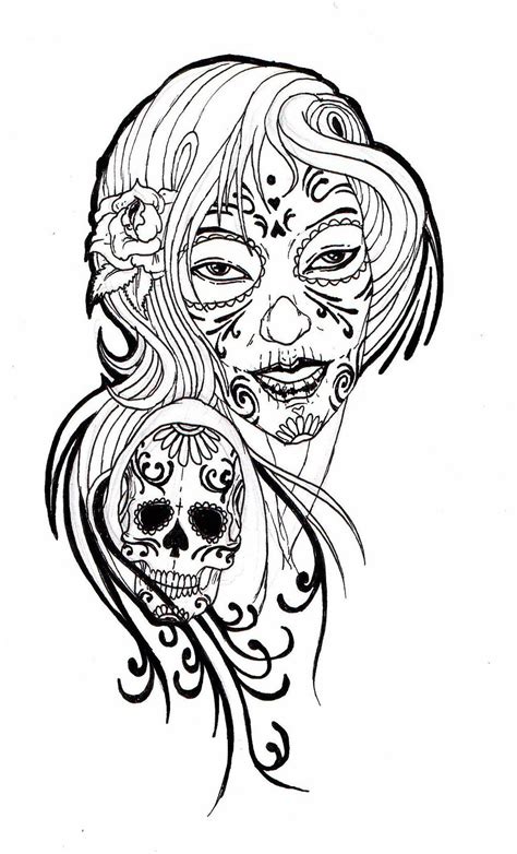 Free Black And White Sugar Skull Drawing Download Free Black And White