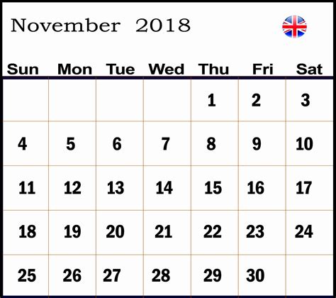 Print November 2018 Calendar Pdf Doc Calendar Usa Calendar Word