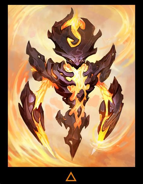 An Image Of A Demon With Flames On Its Chest And Arms Standing In