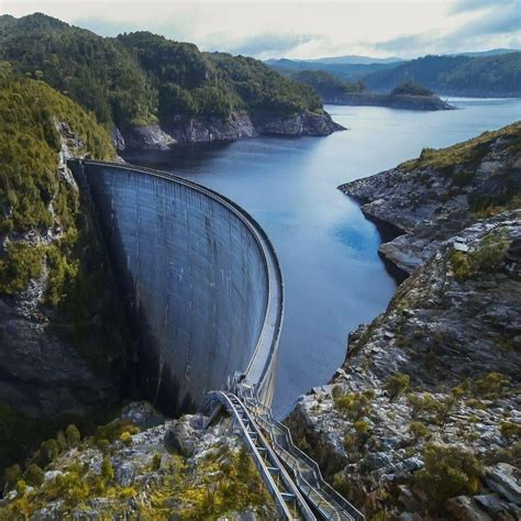 The Gordon Dam In Tasmania Constructed With 154 Thousand Cubic Metres