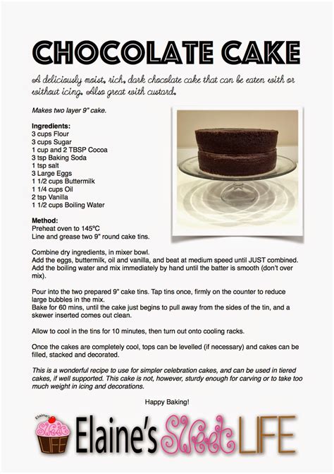 Run a rubber spatula or long knife through the batter to eliminate any large air bubbles, and smooth the top. Elaine's Sweet Life: Rich Dark Chocolate Cake {Recipe}