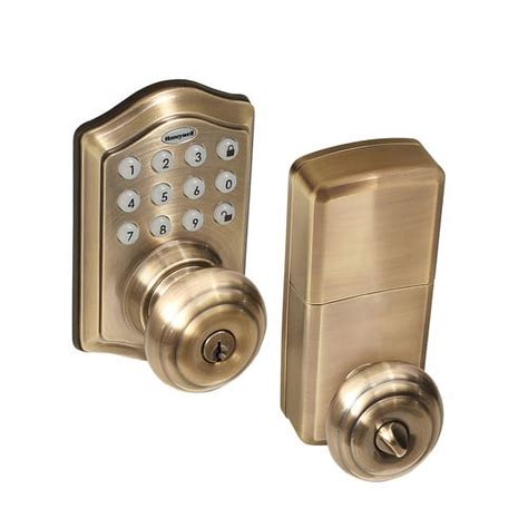 Honeywell Door Locks Electronic Entry Knob Door Lock Polished Brass