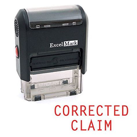 Corrected Claim Self Inking Rubber Stamp Red Ink Excelmark A1539