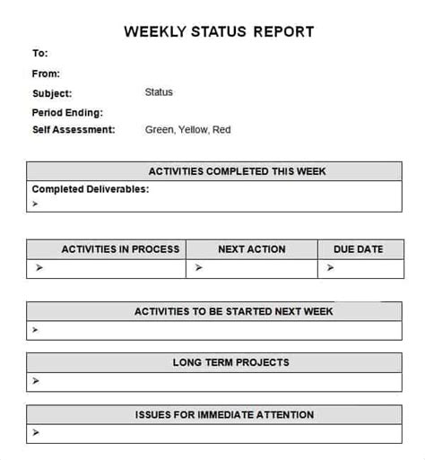 7 Weekly Status Report Templates Word Excel Pdf Formats