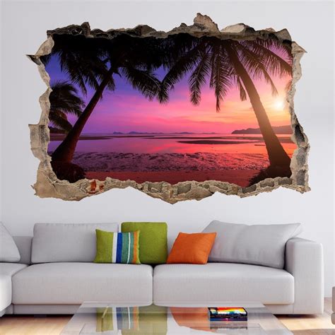 Tropical Beach Sunset Wall Decal Sticker Mural Poster Print Etsy