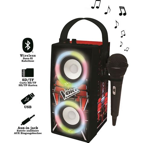 the voice tragbarer bluetooth® lautsprecher mit beleuchtung und mikrofon lexibook mytoys