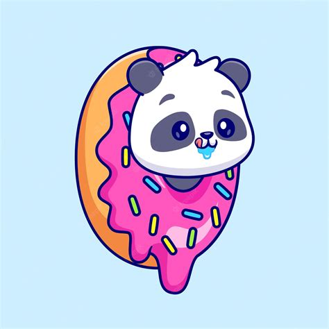 Free Vector Cute Panda In The Donut Cartoon Vector Icon Illustration