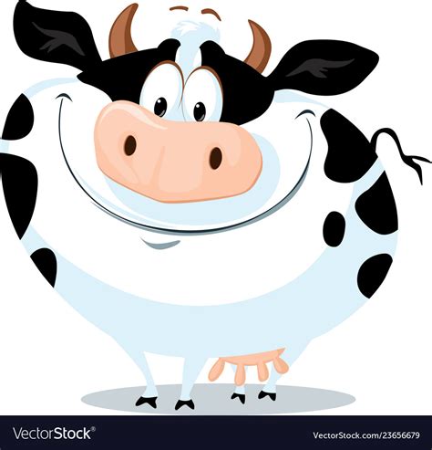Cute Fat Cow Farm Animal Cartoon Royalty Free Vector Image
