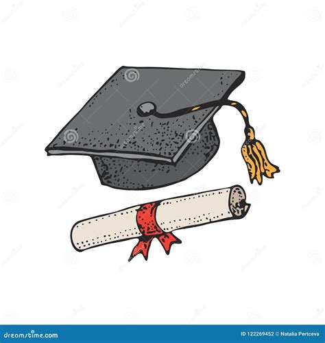 Graduate Cartoon Black Hat Pattern With Diploma Graduation Caps