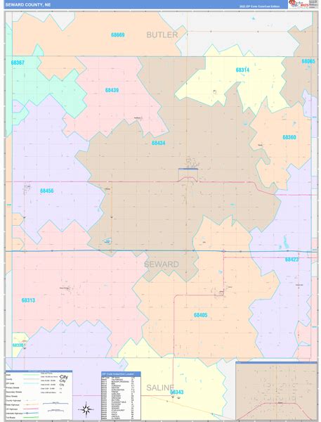 Seward County Ne Wall Map Color Cast Style By Marketmaps Mapsales