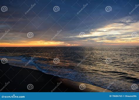 Beautiful Beach Sunrise With Heavenly Skies Stock Image Image Of