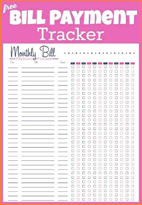 Monthly Bill Template Free Printable Printable Templates