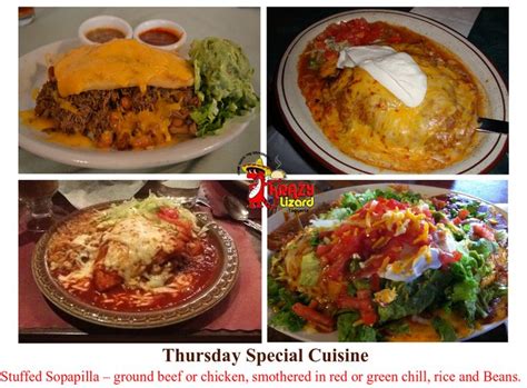 $7 pints selected beer, $7 sparkling & wine, $7 basic spirits. Thursday Special: Stuffed Sopapilla - ground beef or ...