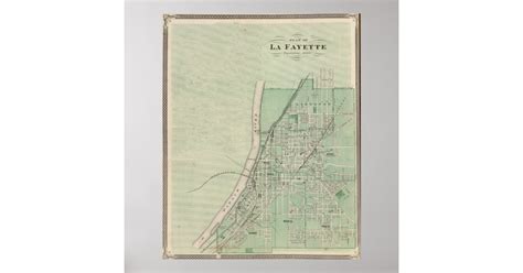 Vintage Map Of Lafayette Indiana 1876 Poster Zazzle