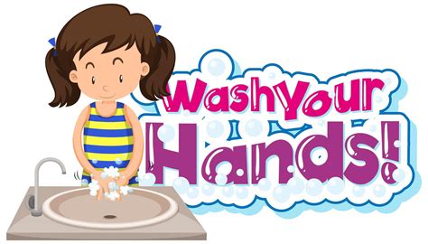 Wash your hands poster with young girl washing hands 1090353 Vector Art at Vecteezy