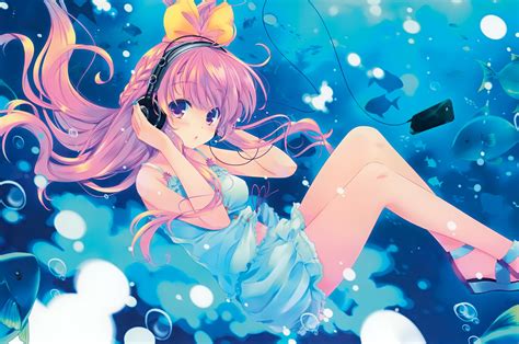Wallpaper Pink Hair Underwater Anime Girl Headphones Resolution4260x2673 Wallpx