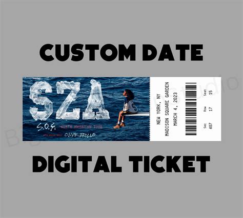 Custom Date Sza Sos Tour 2023 Concert Digital Ticket Stub Merch