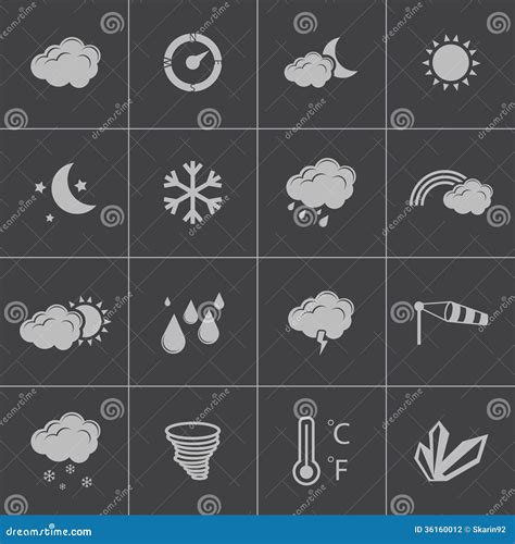 Vector Black Weather Icons Set Stock Vector Illustration Of Element