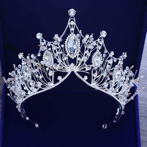 Gorgeous Wedding Bridal Headdress European Crystal Large Crown Handmade Rhinestone Bride Tiaras