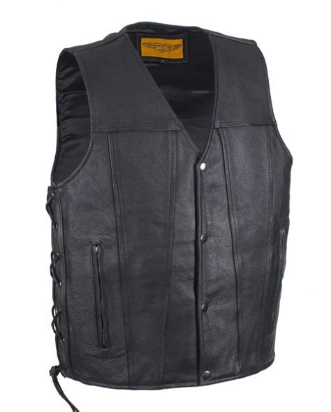 Mens Cowhide Leather Vest With Concealed Gun Pockets Mlsv Leather