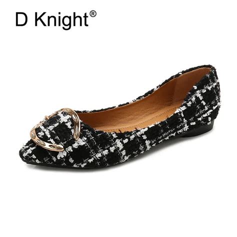 Fashion plaid cotton fabric flats for women new ladies casual slip on