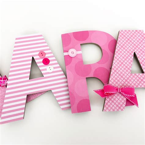 Baby Girl Custom Wooden Letters Pink Butterfly Decor Nursery