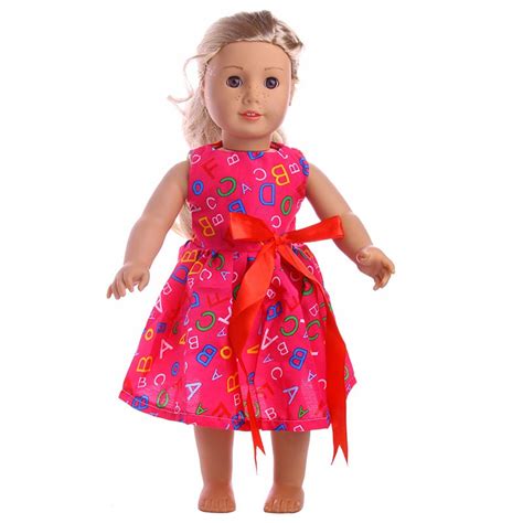 high quality american girl doll clothes doll accessories letter sleeveless bow tie dress for 18