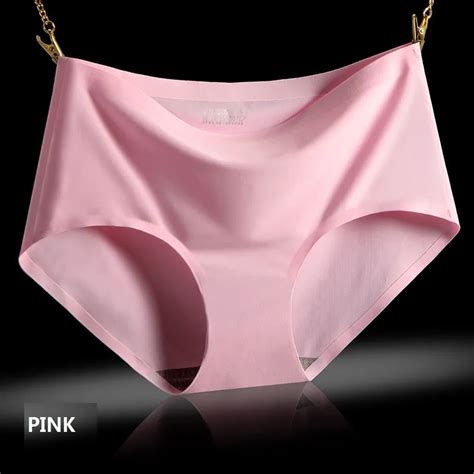 traceless sexy girl underwear fashion laser cut one piece panties women seamless cool ice silk