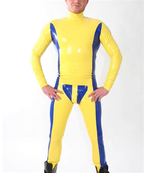 0 6mm thickness latex rubber catsuit for men heavy latex rubber bodysuit front zip through