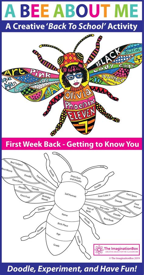 A Bee All About Me First Week Back To School Art Coloring And Writing