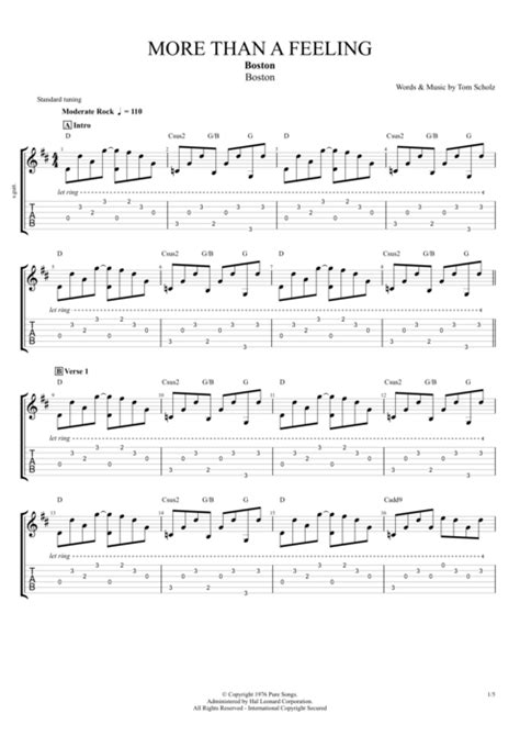 More Than A Feeling By Boston Full Score Guitar Pro Tab