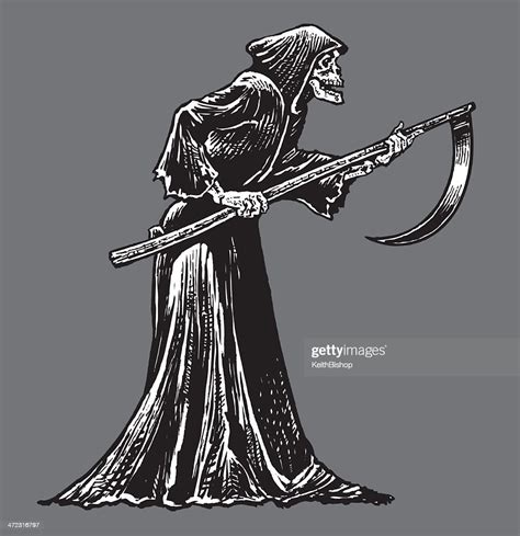 Death Or Grim Reaper Skeleton With Sickle High Res Vector Graphic