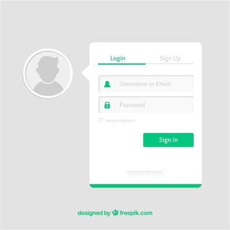 Free Vector Green And White Login Form Template