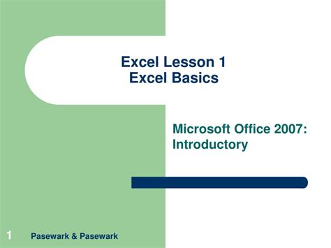 Ppt Excel Lesson 1 Excel Basics Powerpoint Presentation Free
