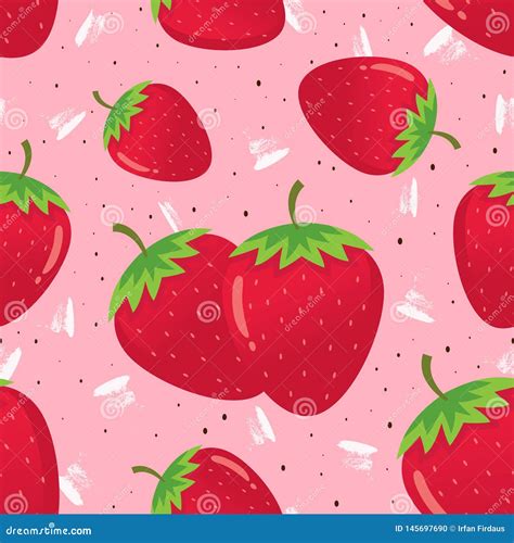 Fresh Red Strawberry Seamless Background Stock Vector Illustration Of