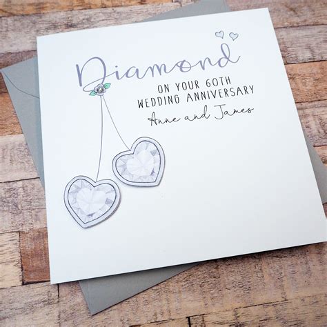 Personalised Diamond Wedding Anniversary Card Handmade Etsy