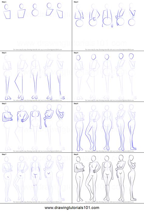 How To Draw Anime Body Female Printable Step By Step Drawing Sheet