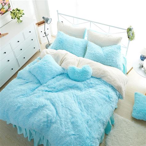 White twin storage bed with bookcase headboard | home. White Blue Princess Girls Bedding set Thick Fleece Warm ...
