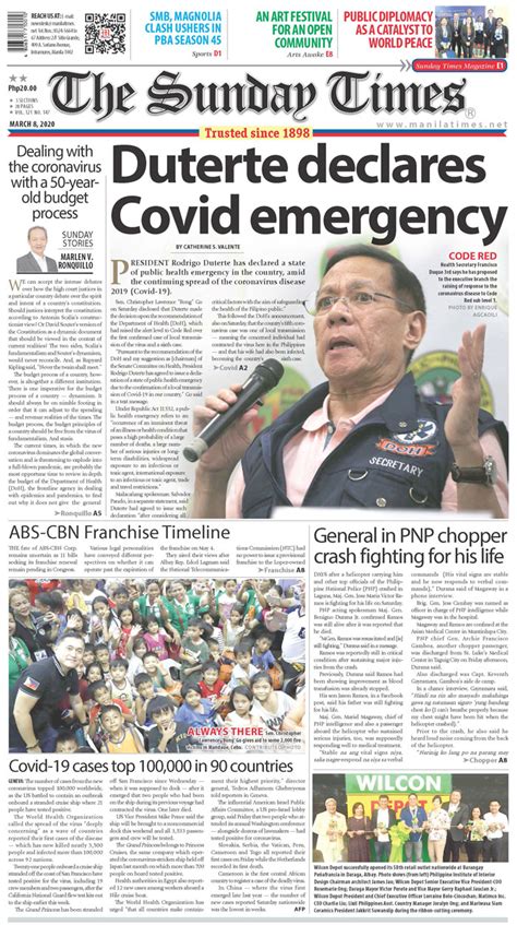 Today’s Front Page March 08 2020 The Manila Times