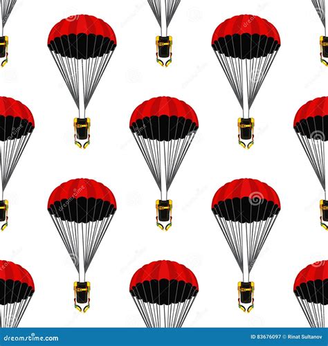 Opened Parachute Seamless Pattern Skydiving Parachuting Paragliding