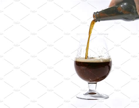Pouring Dark Beer Into Glass Food Images Creative Market