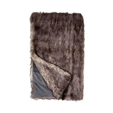 Limited Edition Faux Fur Throw Grey Wolf Fabulous Furs Touch Of