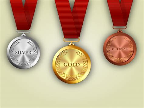 Premium Vector Set Of Gold Silver And Bronze Medals