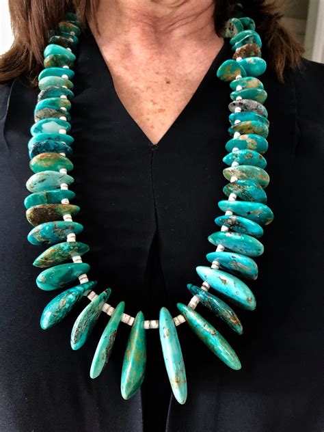 Graduated Turquoise Stone Necklace Museum Piece Native Etsy In