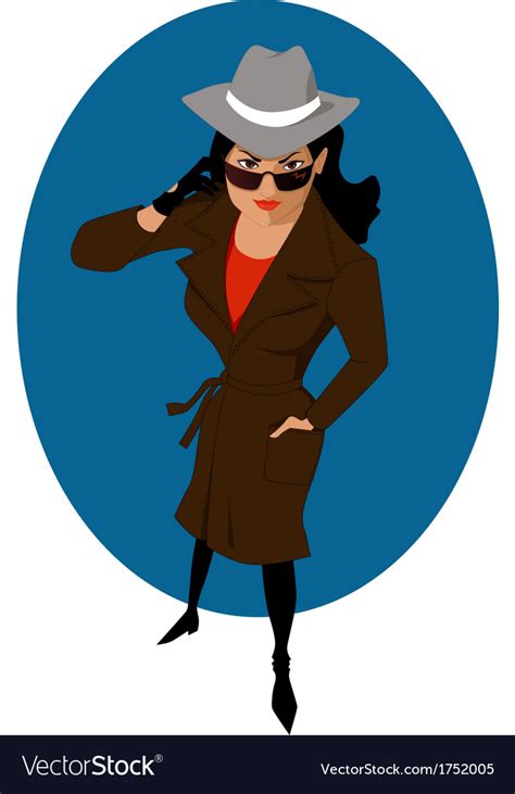 Female Secret Agent Or Private Detective Vector Image