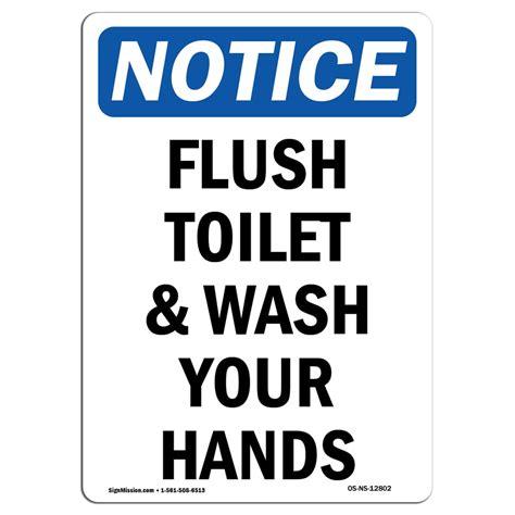 Osha Notice Sign Flush Toilet And Wash Your Hands 14 X 10 Decal