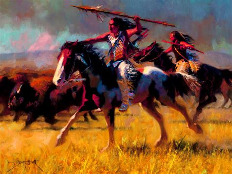 Native American Western Indian Art Artwork Painting People Warrior